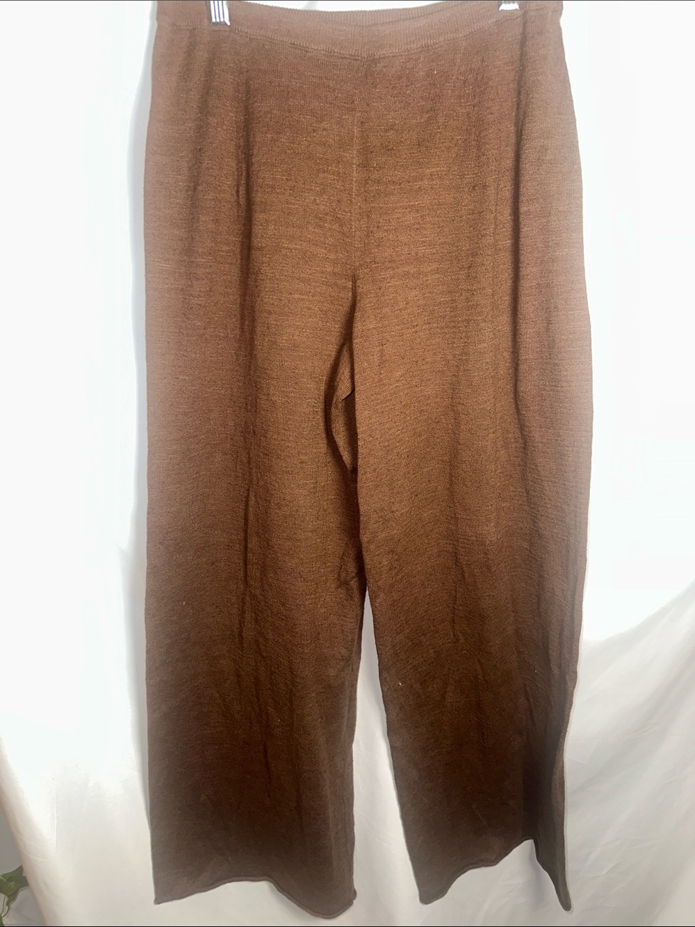 Wide Leg Knit Pants in Brown